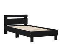 vidaXL Estructura Cama con Cabecero, Somier de Invitados, Marco de Cama, Mueble para Dormitorio, Madera de Ingeniería Negro 90x200 cm