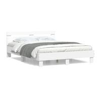 Estructura Cama Con Cabecero Madera Ingeniería Blanco 150x200cm Vidaxl
