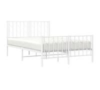 vidaXL Estructura Cama con Cabecero y Estribo, Somier de Invitados, Armazón Marco de Cama, Mueble para Dormitorio, Metal Blanco 120x200 cm