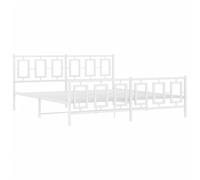 vidaXL Estructura de cama con cabecero y estribo, somier de listones, metal blanco 180x200 cm