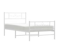 vidaXL Estructura Cama con Cabecero y Pie Cama, Somier de Invitados, Armazón Marco de Cama, Mueble para Dormitorio Hogar, Metal Blanca 90x190 cm