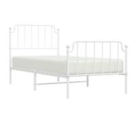 vidaXL Estructura Cama con Cabecero y Pie Cama, Somier de Invitados, Armazón Marco de Cama, Mueble para Dormitorio, Metal Blanca 90x200 cm