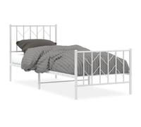 vidaXL Estructura Cama con Cabecero y Pie Cama, Somier de Invitados, Armazón Marco de Cama, Mueble para Dormitorio, Metal Blanca 80x200 cm