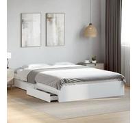 vidaXL Estructura Cama con cajones Madera ingeniería Blanca 160x200 cm, armazón de Cama, Cama, Base de Cama, armazones de Cama, Cama Doble