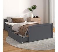 vidaXL Estructura Cama con Cajones Somier Dormitorio Base Habitación Muebles Mobiliario Hogar Cuarto Descanso Madera Maciza de Pino Gris 90x200cm