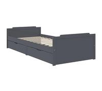 vidaXL Estructura Cama con Cajones Somier Dormitorio Base Habitación Muebles Mobiliario Hogar Cuarto Descanso Madera Maciza de Pino Gris 90x200cm