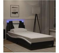 vidaxl Estructura cama con LED cuero sintético negro y blanco 90x190cm