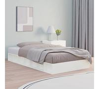 vidaXL Estructura Cama Doble Pequeña Somier Dormitorio Base Habitación Muebles Mobiliario Hogar Cuarto Descanso Madera Maciza Blanco 120x190 cm
