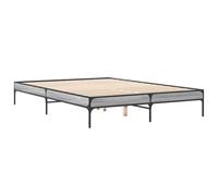 vidaXL Estructura Cama Madera ingeniería Metal Gris Sonoma 150x200 cm, Cama, Mueble de Dormitorio, somier, Camas, Cama de Invitados, Cama Doble