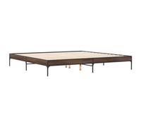 vidaXL Estructura Cama Madera ingeniería Metal marrón Roble 200x200 cm, Cama, Mueble de Dormitorio, somier, Camas, Cama de Invitados, Cama Doble