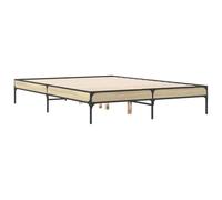 vidaXL Estructura Cama Madera ingeniería Metal Roble Sonoma 120x190 cm, Cama, Mueble de Dormitorio, somier, Camas, Cama de Invitados, Cama Doble