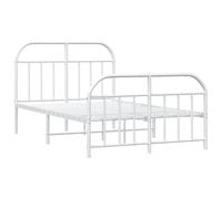vidaXL Estructura Cama Metal con cabecero y Estribo Blanco 120x190 cm, armazón de Cama, Cama de Matrimonio, Cama, Cama Doble, Marco de Cama