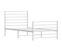 vidaXL Estructura Cama Metal con cabecero y pie Cama Blanca 75x190 cm, Cama Individual, Marco de Cama, Muebles de Dormitorio, armazón de Cama, Cama