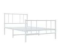 vidaXL Estructura Cama Metal con cabecero y pie Cama Blanca 90x190 cm, Cama Individual, Marco de Cama, Muebles de Dormitorio, armazón de Cama, Cama