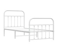 vidaXL Estructura Cama Metal con cabecero y pie Cama Blanca 90x200 cm, Cama Individual, Marco de Cama, Muebles de Dormitorio, armazón de Cama, Cama