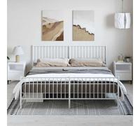 vidaXL Estructura Cama Metal con cabecero y pie Cama Blanco 183x213 cm, armazón de Cama, Cama de Matrimonio, Cama, Cama Doble, Marco de Cama