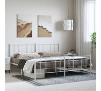 vidaXL Estructura Cama Metal con cabecero y pie Cama Blanco 193x203 cm, armazón de Cama, Cama de Matrimonio, Cama, Cama Doble, Marco de Cama