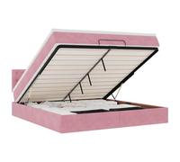 vidaXL Cama otomana con colchón rosa de 160 x 200 cm de terciopelo, marco de cama con espacio de almacenamiento, cama tapizada, marco de cama, marco de cama con espacio de almacenamiento, cama