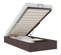 vidaXL Estructura Cama otomana sin colchón Tela marrón Oscuro 90x200cm, Marco de Cama, Marco de Cama otomana, Marco de Cama con Almacenamiento Debajo de la Cama