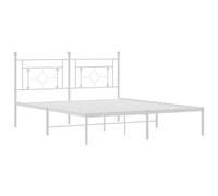 vidaXL Estructura de Cama con Cabecero, Somier de Listones de Invitados, Armazón Marco de Cama, Mueble para Dormitorio, Metal Blanca 150x200 cm