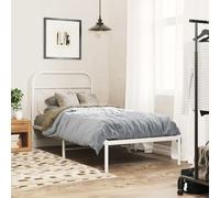 vidaXL Estructura Cama sin colchón con cabecero Metal Blanco 80x200 cm