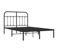 vidaXL Estructura de Cama con cabecero Metal Negro 120x190 cm, armazón de Cama, Cama, Estructura de Cama de Metal, Marco de Cama