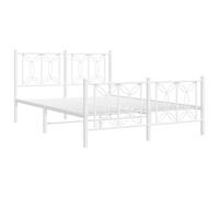 vidaXL Estructura Cama sin colchón con Estribo Metal Blanco 135x190 cm