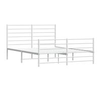vidaXL Estructura Cama sin colchón con Estribo Metal Blanco 135x190 cm