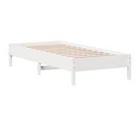 vidaXL Estructura de Cama, Somier de Listones de Invitados, Armazón de Cama, Mueble para Dormitorio, Madera Maciza de Pino Blanco 100x200 cm