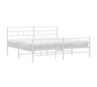 vidaXL Estructura Cama, Somier con Cabecero y Estribo, Armazón Marco de Listones de Cama, Mueble para Dormitorio Hogar, Metal Blanco 180X200 cm