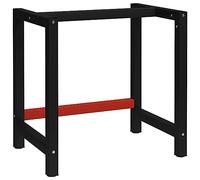 vidaXL Estructura de Banco de Trabajo Soporte de Mesa Taller Herramientas Garaje Moderno Resistencia Duradera Metal Negro y Rojo 80x57x79 cm