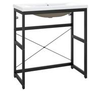 vidaXL Estructura de Baño con Lavabo Incorporado Soporte Lavadero Consola Cuarto de Baño Aseo Inodoro Lavamanos Muebles Hierro Negro