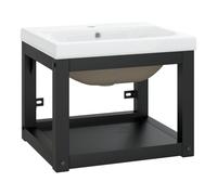 vidaXL Estructura de Baño con Lavabo Incorporado Soporte Lavadero Consola Cuarto de Baño Aseo Inodoro Lavamanos Muebles Hierro Negro