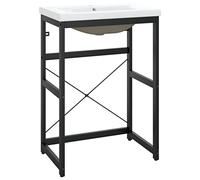 vidaXL Estructura de Baño con Lavabo Incorporado Soporte Lavadero Consola Cuarto de Baño Aseo Inodoro Lavamanos Muebles Hierro Negro