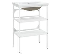 vidaXL Estructura de Baño con Lavabo Incorporado Soporte Lavadero Consola Cuarto de Baño Aseo Inodoro Lavamanos Muebles Hierro Blanco
