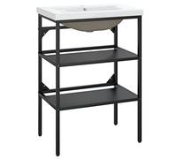 vidaXL Estructura de Baño con Lavabo Incorporado Soporte Lavadero Consola Cuarto de Baño Aseo Inodoro Lavamanos Muebles Hierro Negro