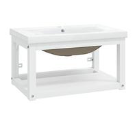 vidaXL Estructura de Baño con Lavabo Incorporado Soporte Lavadero Consola Cuarto de Baño Aseo Inodoro Lavamanos Muebles Hierro Blanco