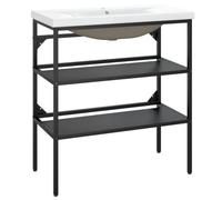 vidaXL Estructura de Baño con Lavabo Incorporado Soporte Lavadero Consola Cuarto de Baño Aseo Inodoro Lavamanos Muebles Hierro Negro