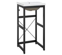 vidaXL Estructura de Baño con Lavabo Incorporado Soporte Lavadero Consola Cuarto de Baño Aseo Inodoro Lavamanos Muebles Hierro Negro