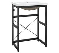 vidaXL Estructura de Baño con Lavabo Incorporado Soporte Lavadero Consola Cuarto de Baño Aseo Inodoro Lavamanos Muebles Hierro Negro