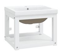 vidaXL Estructura de Baño con Lavabo Incorporado Soporte Lavadero Consola Cuarto de Baño Aseo Inodoro Lavamanos Muebles Hierro Blanco