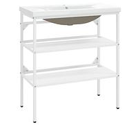 vidaXL Estructura de Baño con Lavabo Incorporado Soporte Lavadero Consola Cuarto de Baño Aseo Inodoro Lavamanos Muebles Hierro Blanco