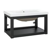 vidaXL Estructura de Baño con Lavabo Incorporado Soporte Lavadero Consola Cuarto de Baño Aseo Inodoro Lavamanos Muebles Hierro Negro