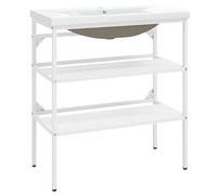 vidaXL Estructura de Baño con Lavabo Incorporado Soporte Lavadero Consola Cuarto de Baño Aseo Inodoro Lavamanos Muebles Hierro Blanco