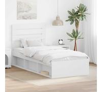 vidaXL Estructura de cama 100 x 200 cm Madera de pino , Estructura de cama , diseño de madera sólida, líneas , muebles funcionales para tu dormitorio
