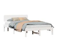 vidaXL Estructura de Cama 135 x 190 cm Madera de Pino Macizo, Dormitorio Moderno con Cama de Madera sólida, diseño Minimalista, cabecero contemporáneo y Muebles funcionales