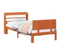vidaXL Estructura de Cama 2 pcs Marrón Cera Madera de Pino Macizo, Marco de Cama Moderno para Dormitorio, diseño Rectangular, Madera Duradera, Almacenamiento con cabecera integrada, Soporte cómodo