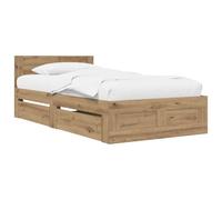 vidaXL Estructura de Cama 2 uds. Roble Artisan Madera de ingeniería, Cama Minimalista, Diseño Funcional de Dormitorio, Almacenamiento, Muebles Contemporáneos, Estilo Moderno