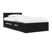 vidaXL Estructura de Cama 2 uds. Roble Negro Madera de ingeniería, Cama Minimalista, Diseño Funcional de Dormitorio, Almacenamiento, Muebles Contemporáneos, Estilo Moderno