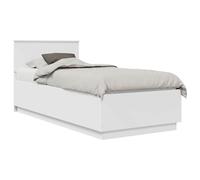 vidaXL Estructura de Cama 90 x 190 cm Madera de ingeniería, Juego de Muebles para Dormitorio Moderno, Diseño Rectangular, Materiales Duraderos, Incluye Puertos USB para Carga Conveniente
